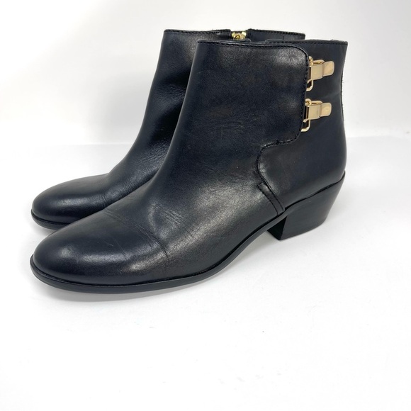 Sam Edelman Peter Black Leather Booties - Picture 1 of 8